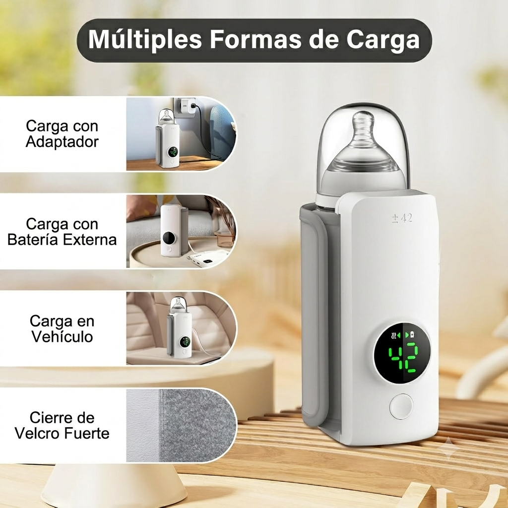 Calentador de mamaderas portátil recargable