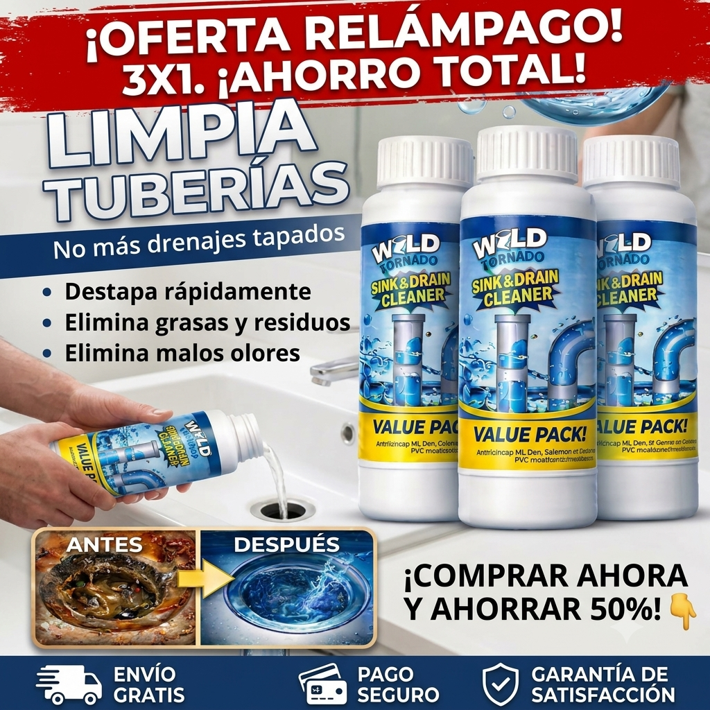 Destapa Cañerías en polvo - PACK 3 UNIDADES