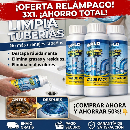 Destapa Cañerías en polvo - PACK 3 UNIDADES